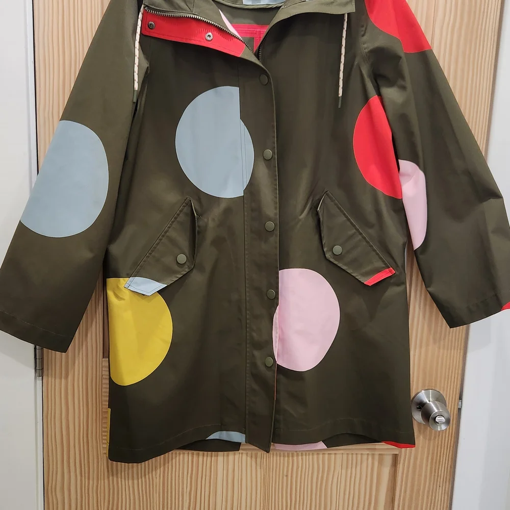 Boden Women's Polka Dot Hooded Waterproof Rain Jacket - Multicolor - Picture 3 of 5